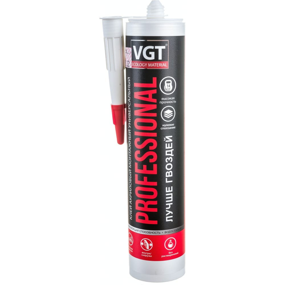 картинка VGT клей акриловый монтажный универсальный  белый PROFESSIONAL 350гр от базы строительно-отделочных материалов